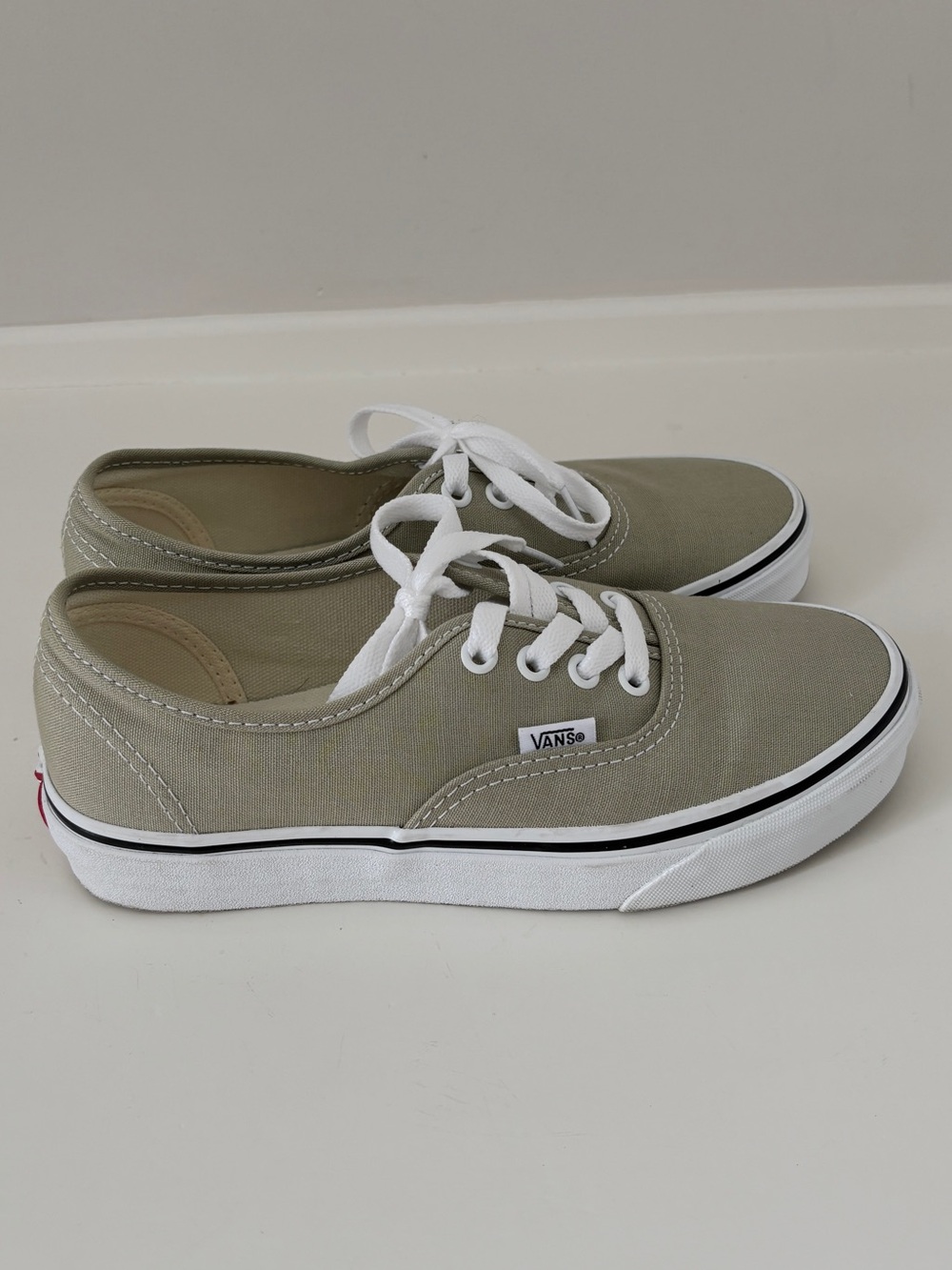 Vans Low-Top Canvas Sneakers in Olive Green with White Trim